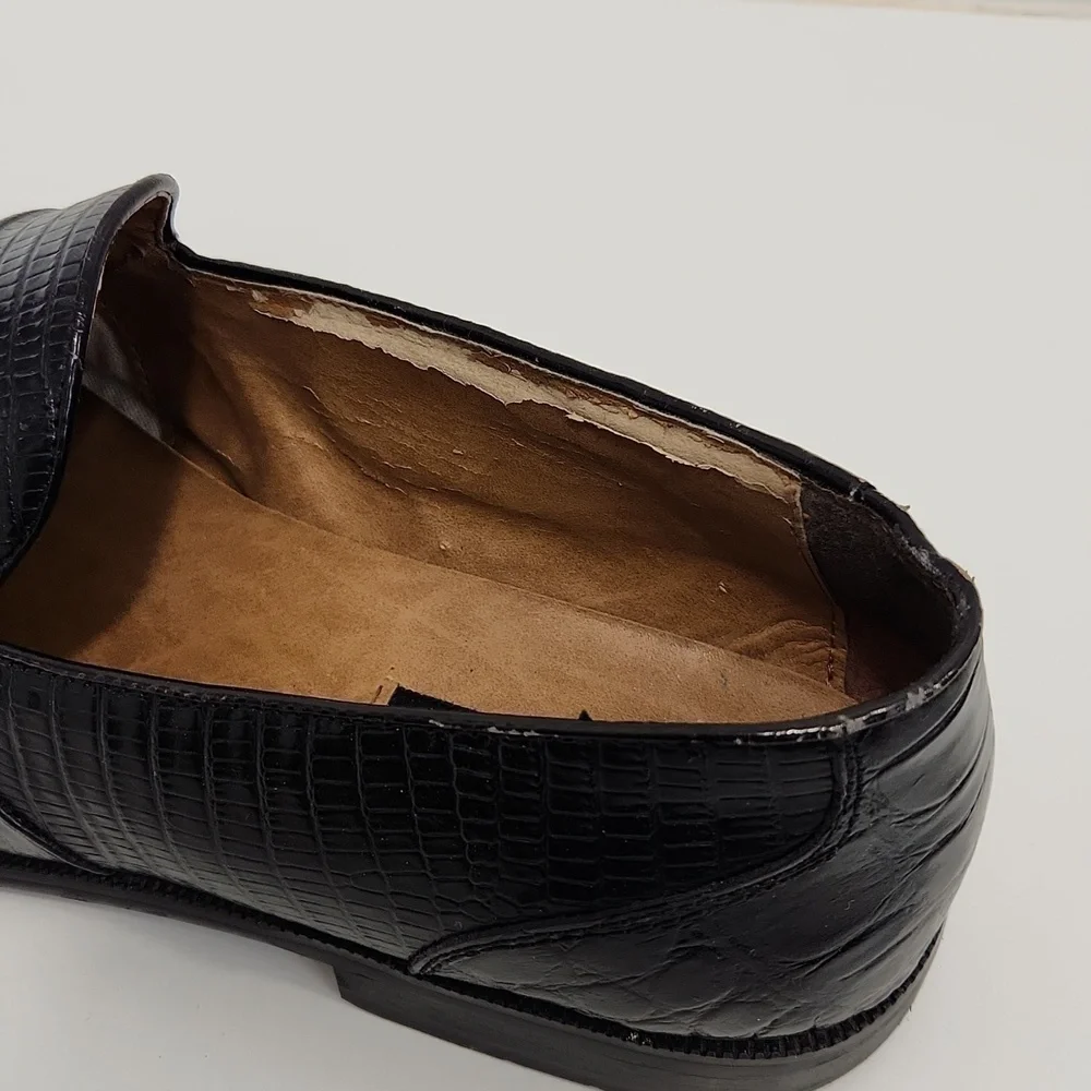 Stacy Adams Genuine Snake And Leather Loafers Dress Shoes Men's Sz 10W Black